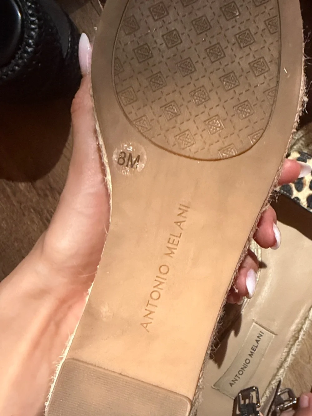 ANTONIO MELANI Leopard Print Espadrille Slingbacks - Beige & Black